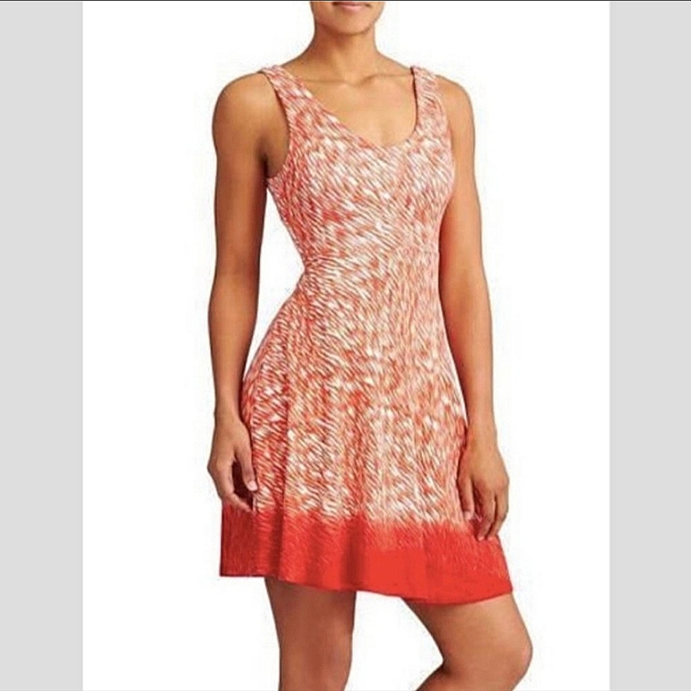 Athleta Reef Print Orange White Yoga Dress size XS Sleeveless Stretch Ombre